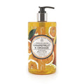 Somerset Grapefruit and Orange hand wash in a clear pump bottle with vibrant citrus-themed labeling—refreshing liquid soap infused with zesty grapefruit and sweet orange for an uplifting, aromatic cleansing experience.