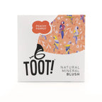 TOOT! natural mineral blush packaging with peachy parrot design on a white background